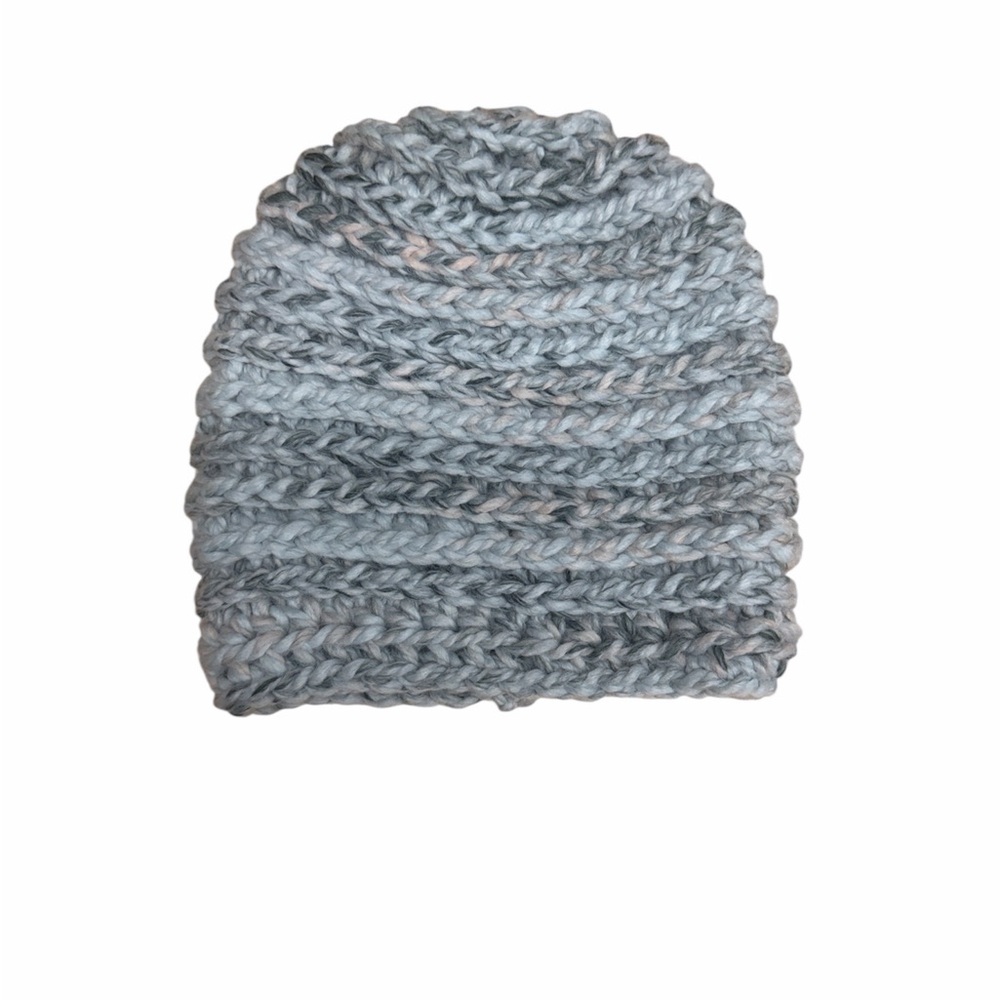 Chunky Knit Gray Beanie your choice of Pom Pom